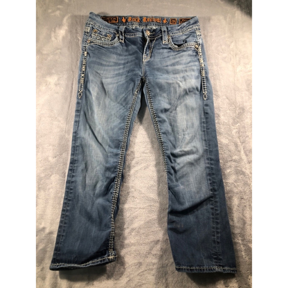 Rock Revival Womens Size 29 Medium Wash Low Rise Easy Crop Denim Jeans - Picture 1 of 4